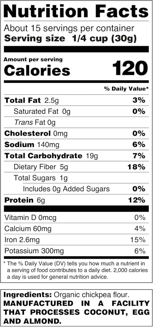 1lb (454 Pack 1 Organic Chickpea Flour g) USDA Organic Gluten Free Grain free Non GMO Kosher of | Just About Foods