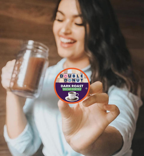 100 Count Double Donut Coffee Decaf Dark Roast Coffee Pods, Extra Bold Blend Coffee, Single Serve Coffee For Keurig K