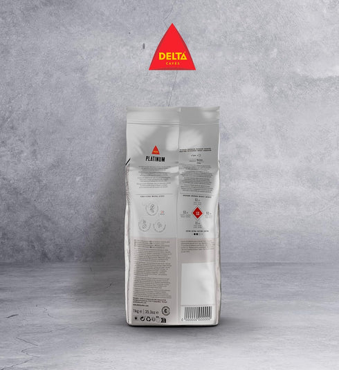 1kg/35.2oz, 12, Delta Cafs Platinum Whole Bean Coffee Intensity Arabica & Robusta Blend - Aromatic and Roasted Nuts