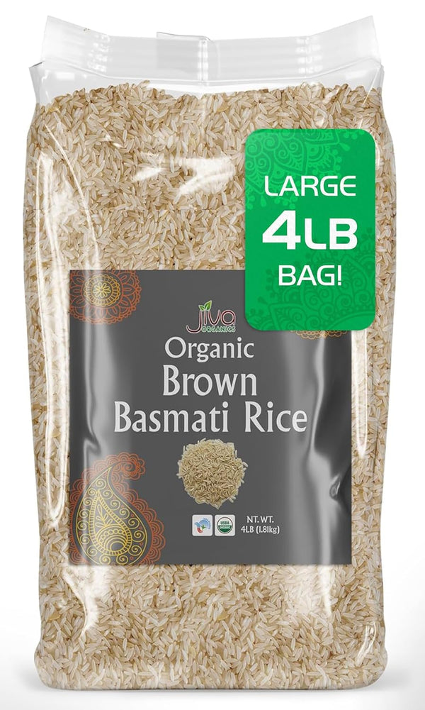 Jiva Organic Brown Basmati Rice 4 Pound Bag - Premium Quality from