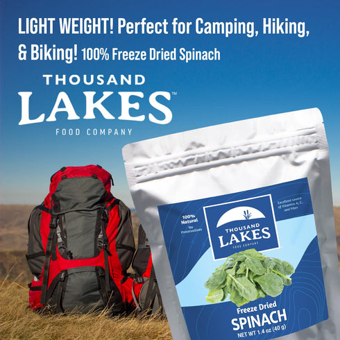 Thousand Lakes Freeze Dried Spinach Vegetables, 1.4 ounces | 100% Veggies | Excellent Source of Iron