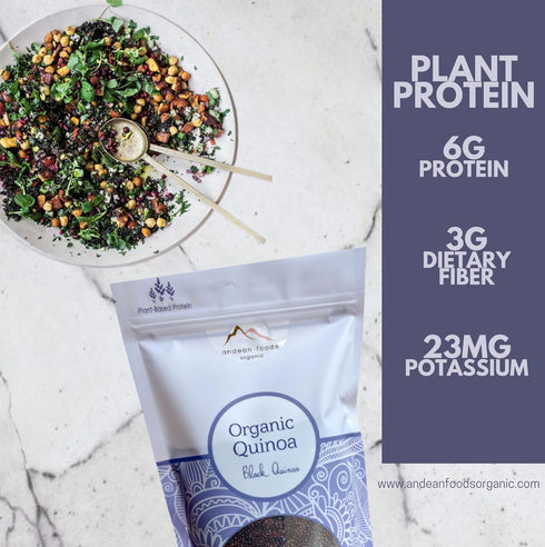 Andean Foods Organic 1 lb, 16 oz Black Quinoa PREMIUM QUALITY Superfood Grain Non-GMO, Gluten Free, Vegan