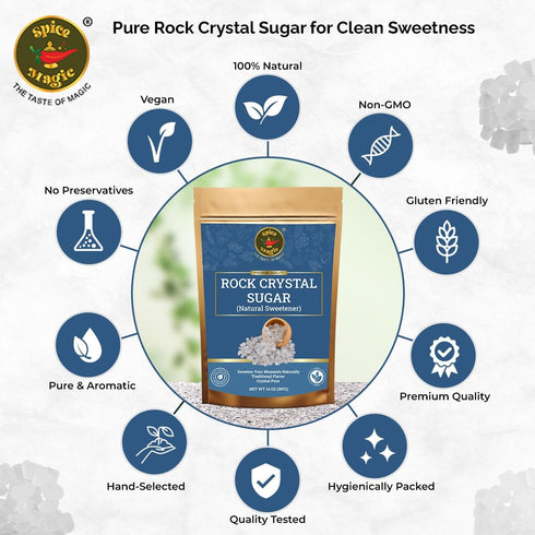 Crystal,14 oz (400g) Spice Magic Rock Sugar I Premium Natural Cane Sugar Crystals, Perfect for Tea, Coffee, Cocktails
