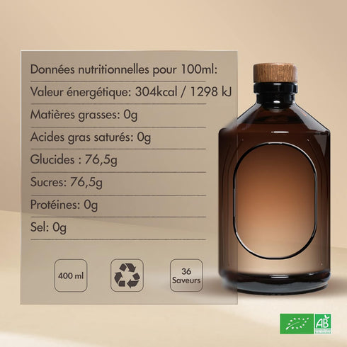 400ml 400ml Bacanha Organic Raw Ginger Syrup - Premium French Spiced Syrup - Glass Bottle Warm & Zesty Flavor