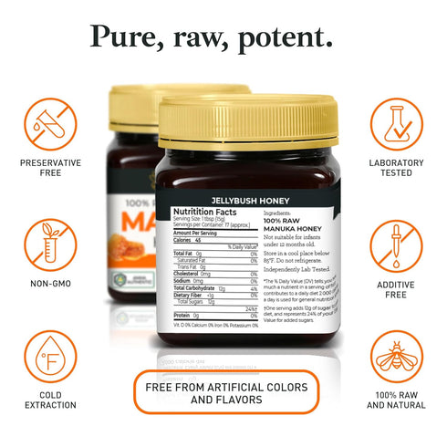 260+ /10+ 8.8oz (250g) Raw Manuka Honey MGO - Medicinal Strength - High Certified Rating - BPA Free Jar - Cold
