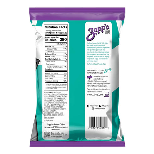 (2 oz 25 Count), Zapps New Orleans Kettle-Style Potato Chips Salt and Vinegar Flavor Bags, Crunchy Chips with a Spicy