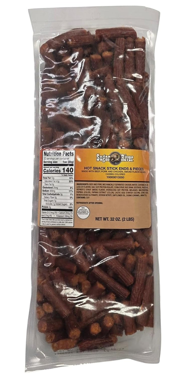 Sugar River Meat Snack Links Sticks Ends & Pieces, 2lbs (Hot Snack Stick, NOT