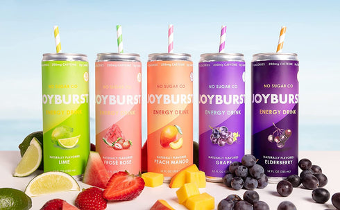 0 0 12 Packs No Sugar Joyburst Energy Drink, Grape, Calorie, Sugar, Sugar Free Energy Drink with Natural Caffeine, Hint
