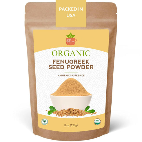 SPICY ORGANIC Fenugreek Powder, 8 OZ, USDA Certified Organic, Freshly Ground Indian Spice for Cooking
