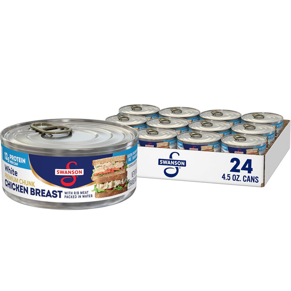 Swanson White Premium Chunk Canned Chicken Breast in Water, Fully Cooked Chicken,