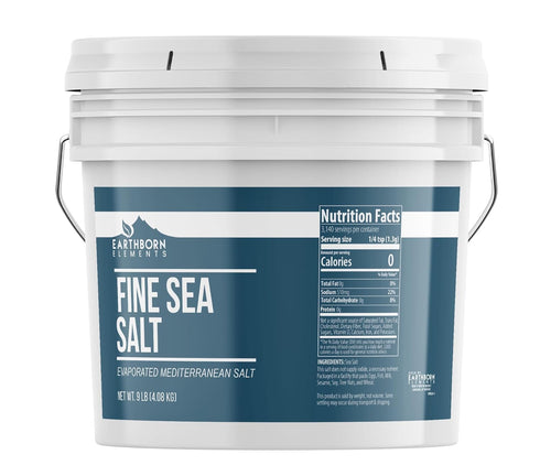 Earthborn Elements Fine Sea Salt, 1 Gallon Bucket, Sourced from Spain, Pure