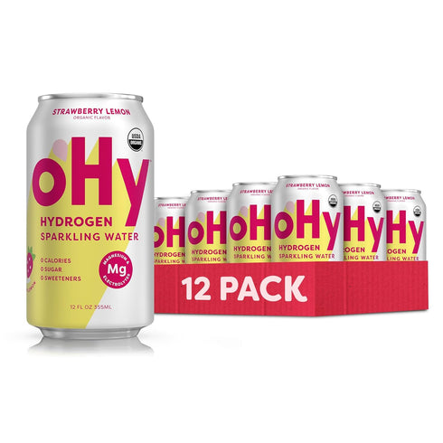oHy Hydrogen Sparkling Water Magnesium & Antioxidant Hydration, Zero Sugar, Zero Calories,
