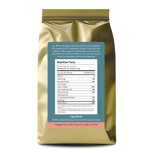 2 100% Pacific Pelican Iodized White Himalayan Salt | Fine Grain, Unrefined, Pure Rock Salt | Pounds | Natural