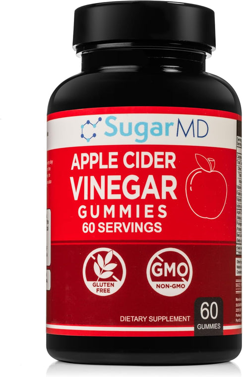SugarMD Apple Cider Vinegar 60 Gummies - Vitamin B6 & B12-500mg Apple