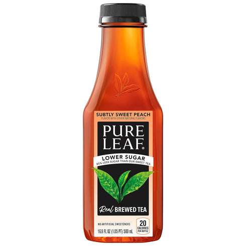 16.9oz (6 Pack) Pure Leaf Lower Sugar, Subtly Sweet Peach, Bottles