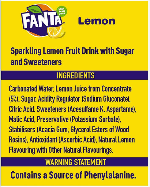 12 Pack (330ml Fanta Lemon Lemon Drink, Can Each)