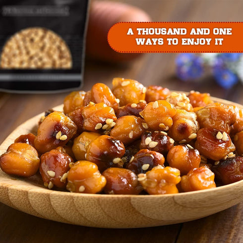 Packed 1 lb. (16 oz.) Chickpeas, Yellow double roasted, No Salt, Tasty Snack, Plant-Based Protein, Versatile, Energy