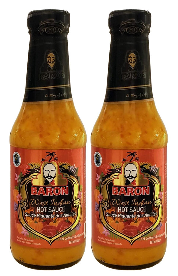 Baron West Indian Hot Pepper Sauce, 14oz, Pack of 2