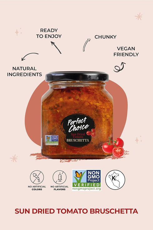 9.9 oz (Pack 3) Perfect Choice Sundried Tomato Bruschetta - Ready-to-Serve Dip