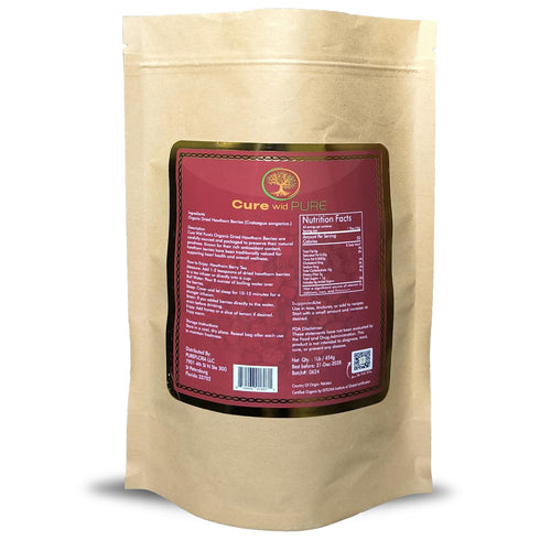 16oz Cure wid Pure Organic Hawthorn Berry Tea | Non-GMO Caffeine-Free Hawthorne Berry Tea | Resealable Eco-Friendly Bag