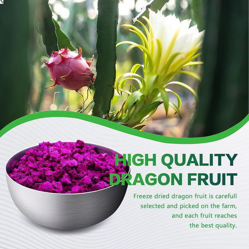 6.53OZ/185G Frozen Freeze Dried Dragon Fruit, Freeze Dried Fruit, Drago n Fruit, Freez e Dri ed Dragon Fru-it Cubes, No