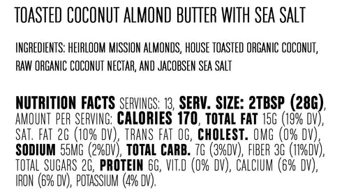 13 Big Spoon Roasters Toasted Coconut Almond Butter with Sea Salt - Keto Friendly, Low Sugar Almond Butter - Crunchy