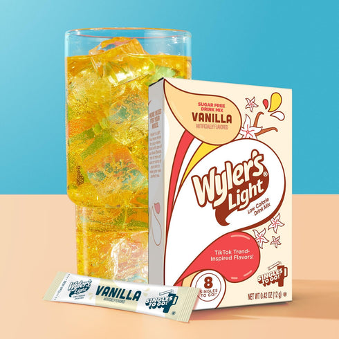 Pack 6-8 48 Wyler's Light Vanilla - Singles to Go Powdered Drink Mix - of Per Box Total Servings - Delicious Tasting