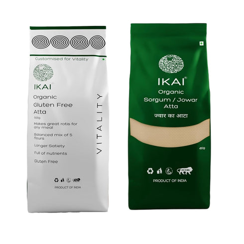 IKAI Organic Gluten Free Atta + Organic Jowar Flour/Sorghum Millet Flour (Single