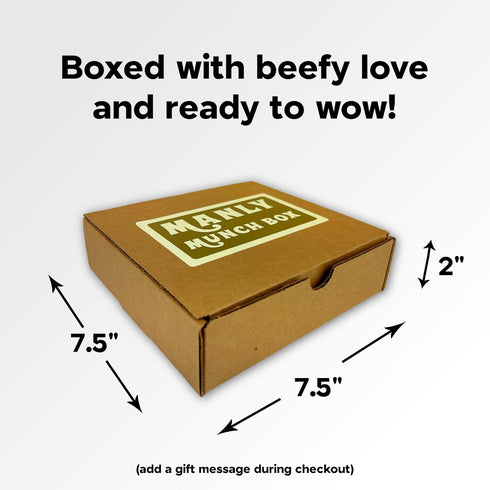Pack Set, Manly Munch Box Jerky Gift Box, Curated Assortment of High Protein Snacks, Beef & Turkey Jerky Variety Gift