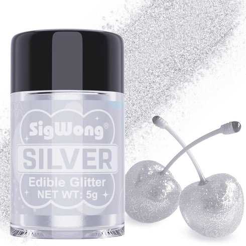 Silver Edible Glitter - 5g Food Grade Cake Decorating Shimmering Glitter for Cakes and Treats