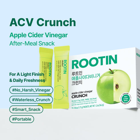 43% Packs, 20 (1.2 oz) ROOTIN Apple Cider Vinegar Crunch, ACV Powder, Sweet Chewable After-Meal Refreshing Snack