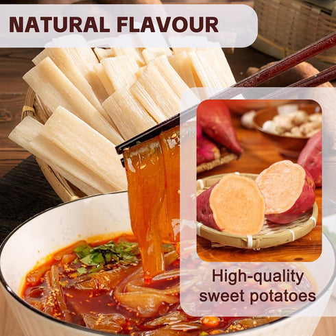 Pot,((8.46oz /240g)), 3-Min (240g 2 Packs) Chinese Glass Noodles,Chewy Sweet Potato Wide Noodles for Hot No Soak