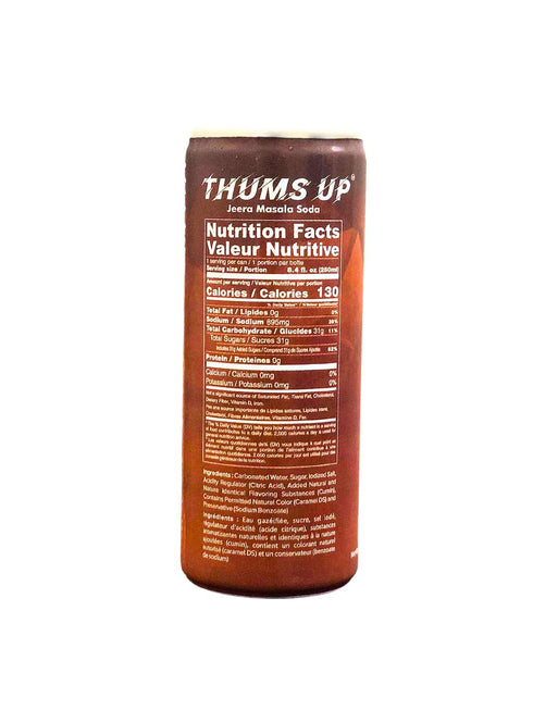 250ml/ 8.4 Fl.Oz (PACK 6) Thums UP Jeera Masala Soda/Cumin Condiment Soda Each