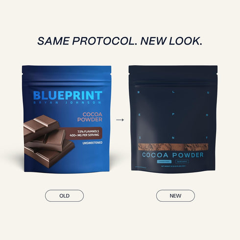100% 12oz Blueprint Bryan Johnson Non Dairy Cocoa Powder Elite Level Flavanols Pure Cocoa Low Fat Unsweetened Cocoa