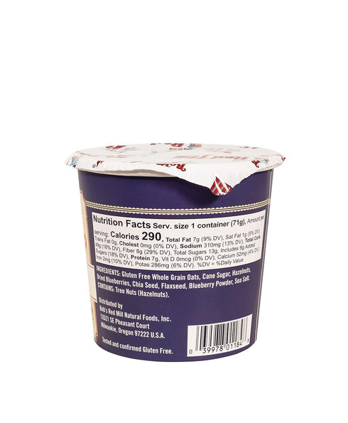 2.5 (Pack 12) Bob's Red Mill GF Oatmeal Cup, Blueberry & Hazelnut, Ounce Cup of - Non-GMO, Whole Grain, Kosher