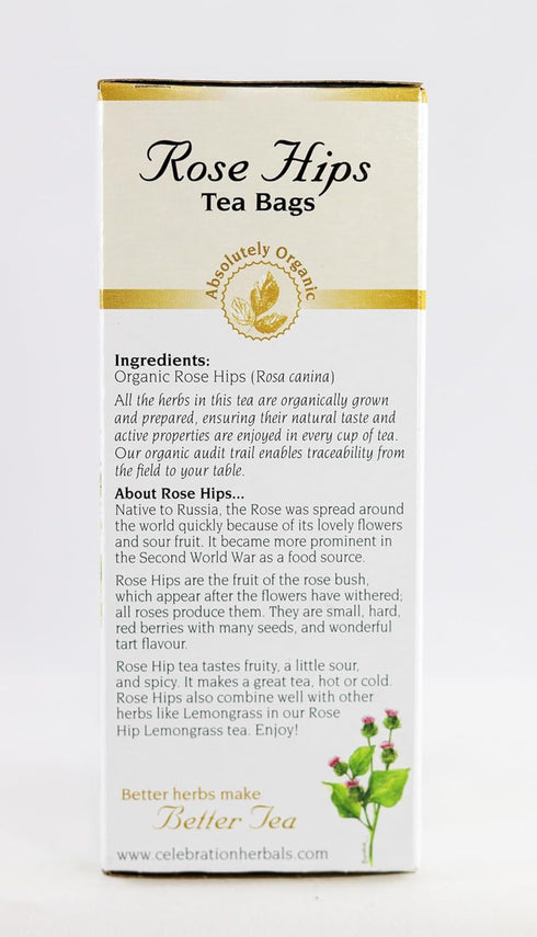 CELEBRATION HERBALS Organic Rose HIPS Tea, 24 Bags, 0.02 Pound