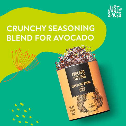 Just Spices Avocado Topping, 2.11 OZ I Spice mix for avocado I Also for refining bowls and salad I With black sesame, tomato and chilli, pyramid salt and more