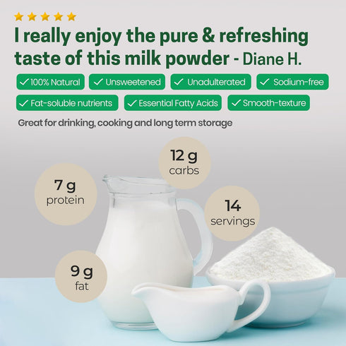 1 lb Z Natural Foods Premium Whole Milk Powder - Powdered Milk for Baking, Cooking, Drinks - Dry Milk Powder