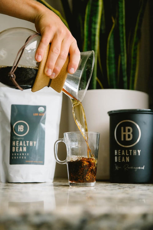 11oz Healthy Bean Espresso Organic Coffee Beans Whole - Low Acid Coffee for Sensitive Stomach, Strong and Rich Flavor