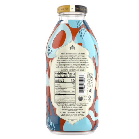 Bottles,16 oz (Pack 12) Harney & Sons Organic Black Iced Tea, Glass bottles