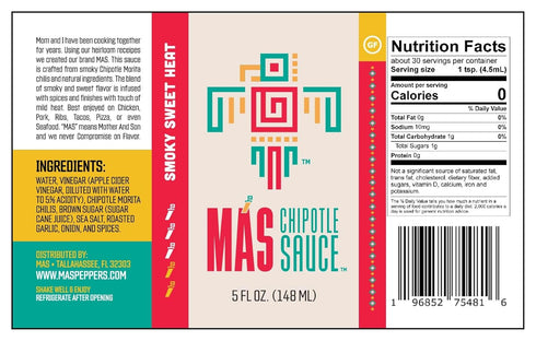Chipotle Hot Sauce, MAS, Award Winning, Gourmet Sauce, 5 oz