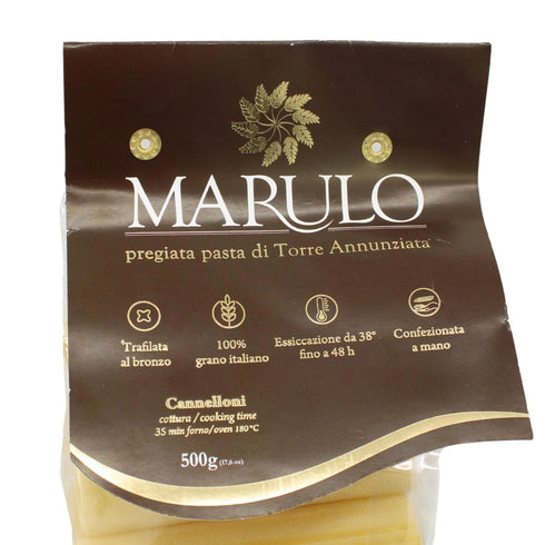 2 100% 1.1 lb (500g) Marulo Cannelloni, Artisan Italian Pasta, Bronze Die Cut, Only Ingredients, Durum Semolina