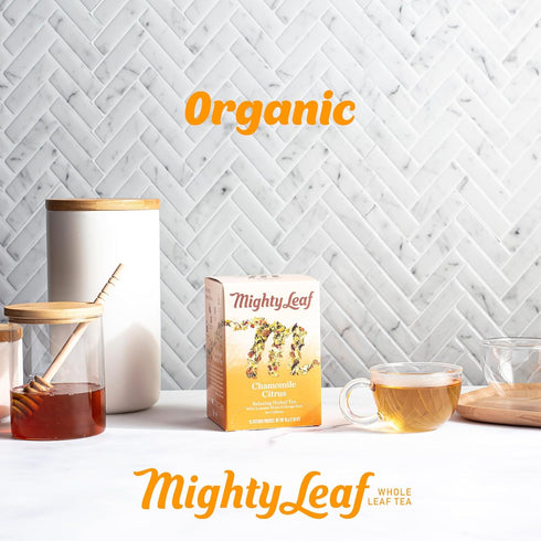 Mighty Leaf Chamomile Citrus Herbal Tea, 45 Count, 3 Packs of 15 Whole Leaf Pyramid Bags