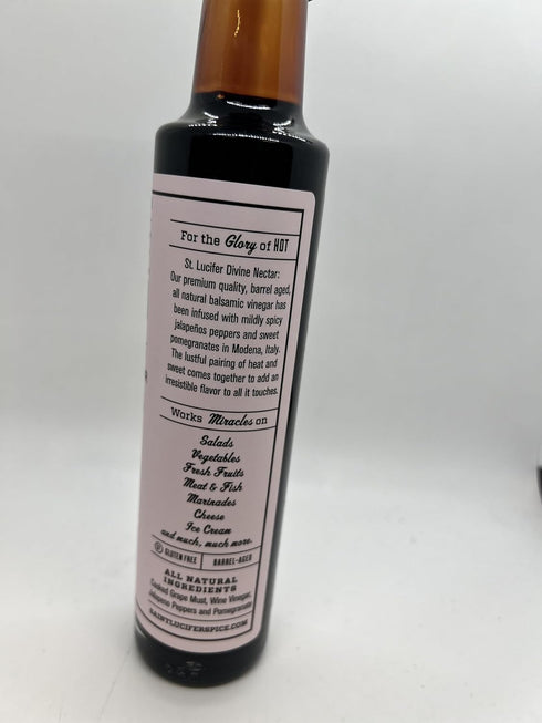 250 ml, Saint Lucifer, Divine Nectar, Jalapeno Pomegranate Balsamic Vinegar, Product of Italy, Barrel-aged