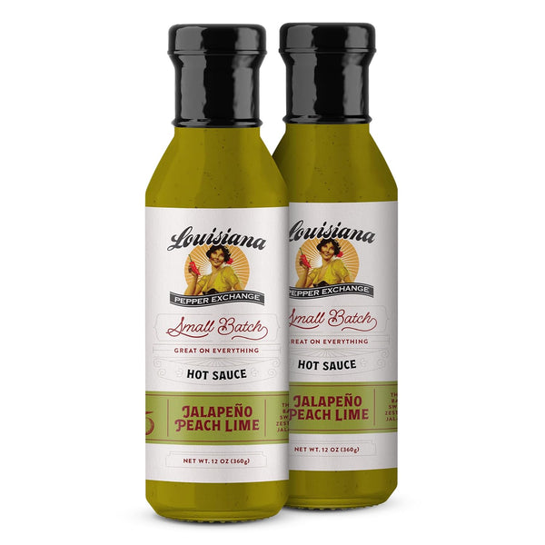Louisiana Pepper Exchange Peach Jalapeno Lime Hot Sauce, Gluten-Free, 12 Fl Oz,
