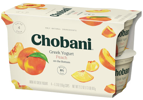 5.3oz 4-pack Chobani Non-Fat Greek Yogurt Peach on the Bottom