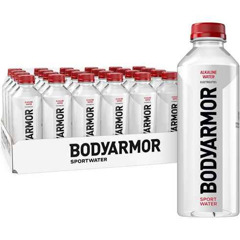 BODYARMOR SportWater Alkaline Water, High Alkaline Bottled Water, pH 9+, 700mL (24
