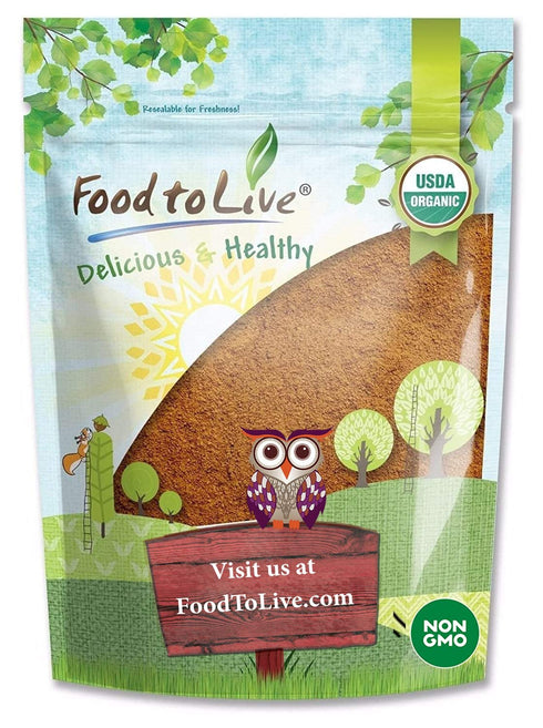 Food to Live Organic Cocoa Powder, 1 Pound Natural, Unsweetened, Non-Dutched, Non-GMO,
