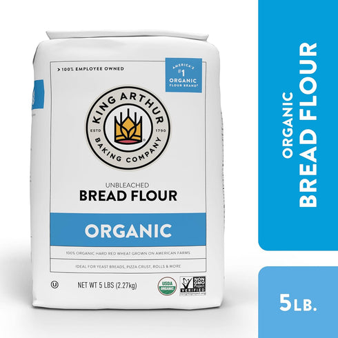100% 5 lb (Pack 1) King Arthur Organic Bread Flour, Unbleached, of - Non-GMO Project Verified, No Preservatives