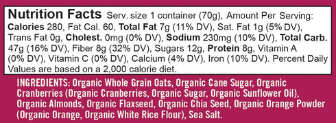 1 (Pack 12)- Bob's Red Mill Organic Oat Cup, Cranberry Orange, cup of Non GMO, Whole Grain, Kosher